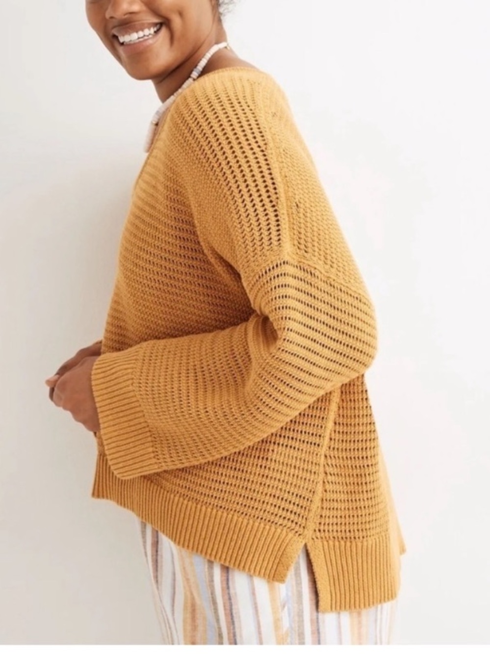 Madewell Mustard Cotton Knit Sweater